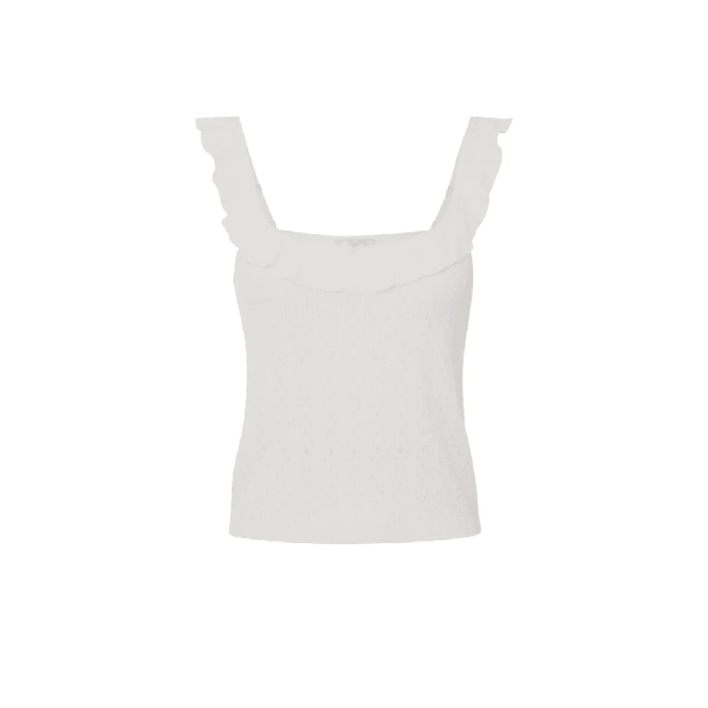 Elisabetta Franchi Geborduurde gebreide top met ruches White Dames