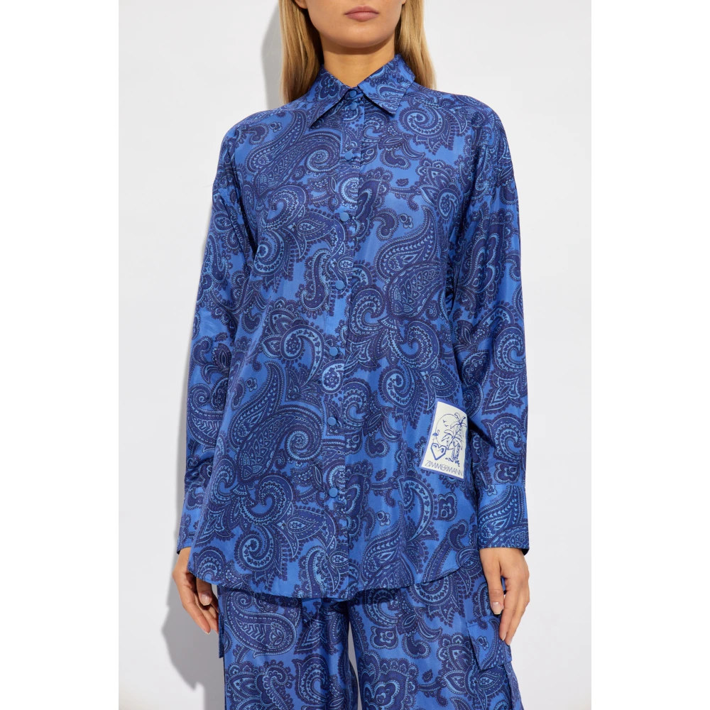 Zimmermann zijden overhemd Blue Dames