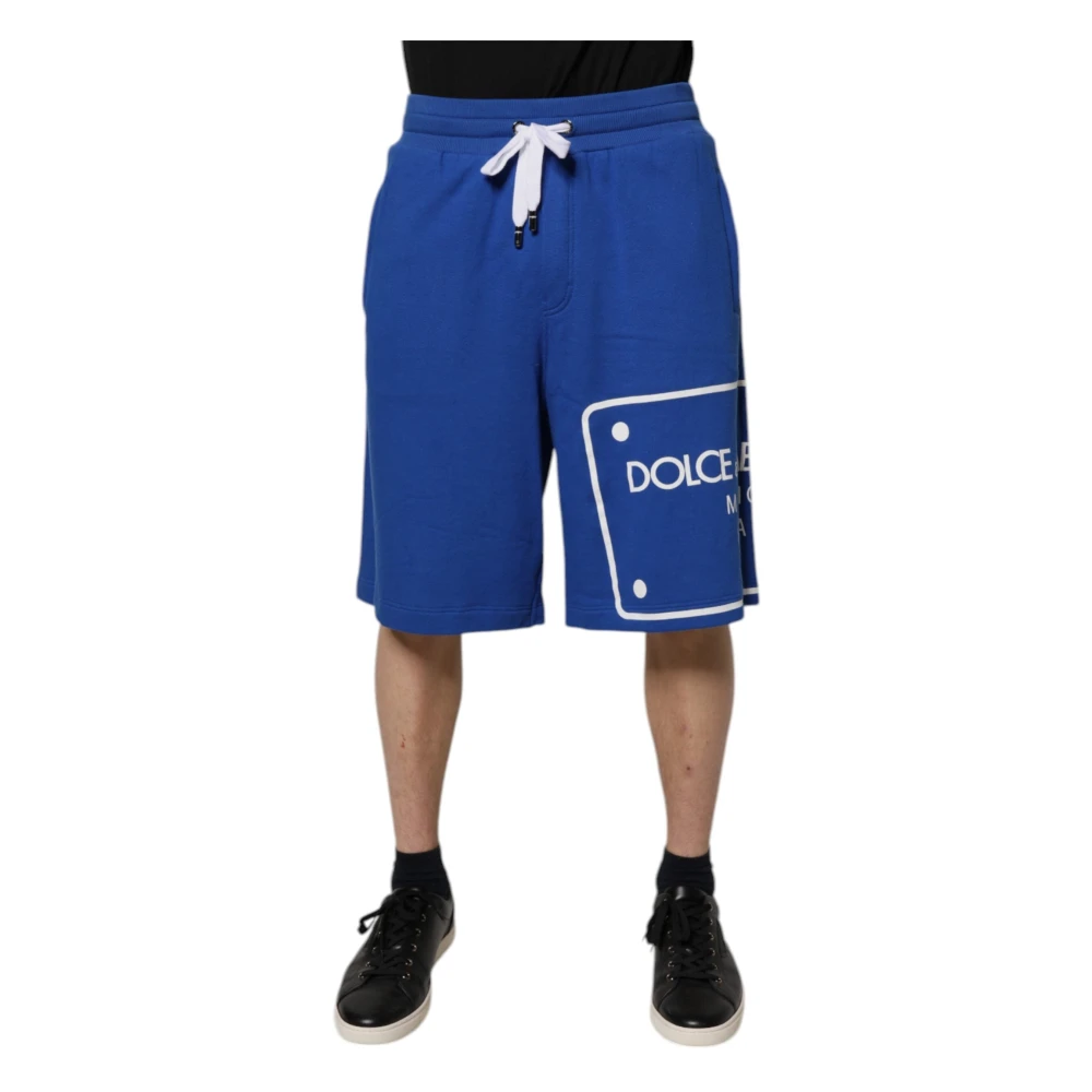 Dolce & Gabbana Men's Blue Logo Bermuda Sweatshorts