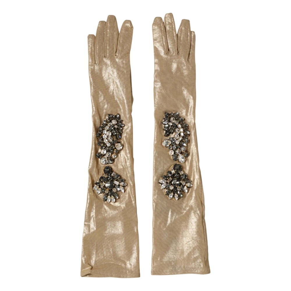 Dolce & Gabbana Women's Beige Elbow Length Mitten Gloves