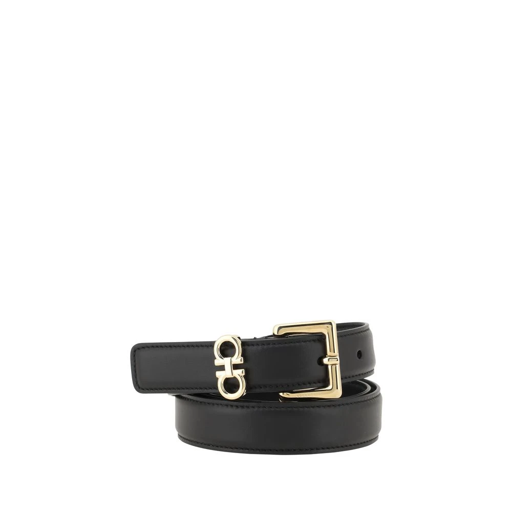 Salvatore Ferragamo Gancio Buckle Leren Riem Omkeerbaar Black Dames