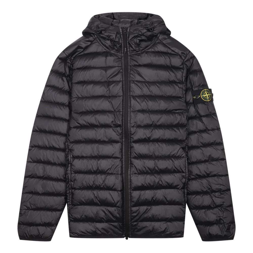 Stone Island Zwarte Piuma Jas Stedelijke Elegantie Black Heren