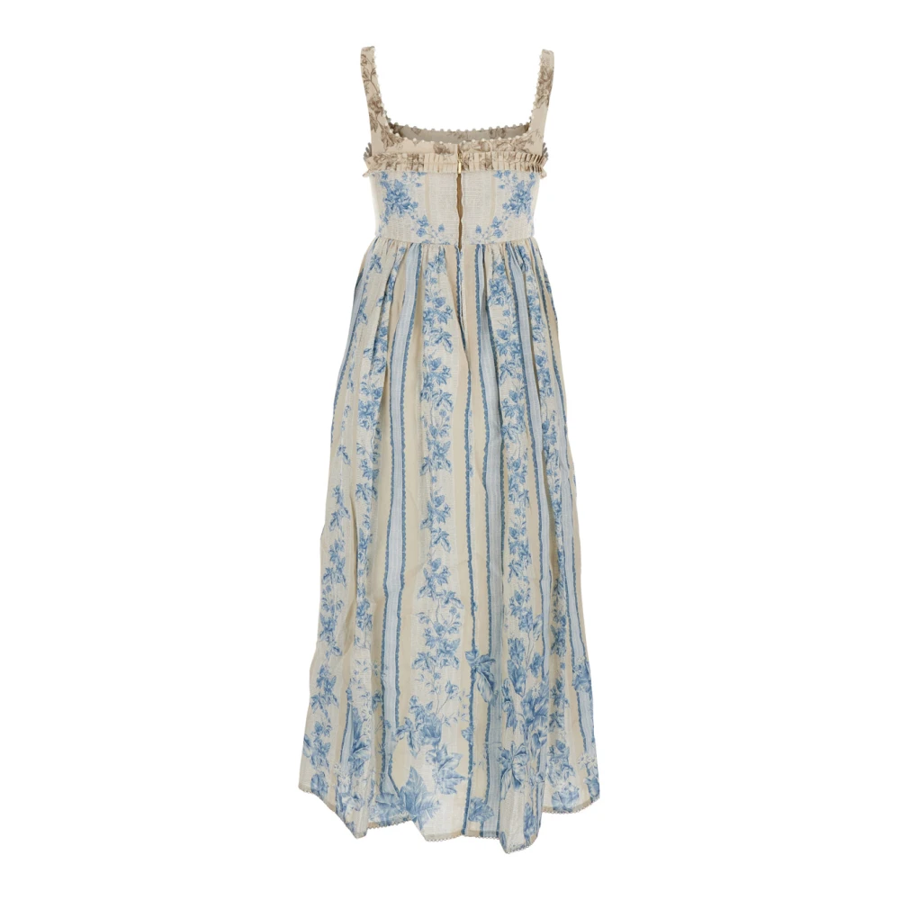 Agua by Agua Bendita Blauwe Bloemen Geborduurde Linnen Lange Jurk Blue Dames