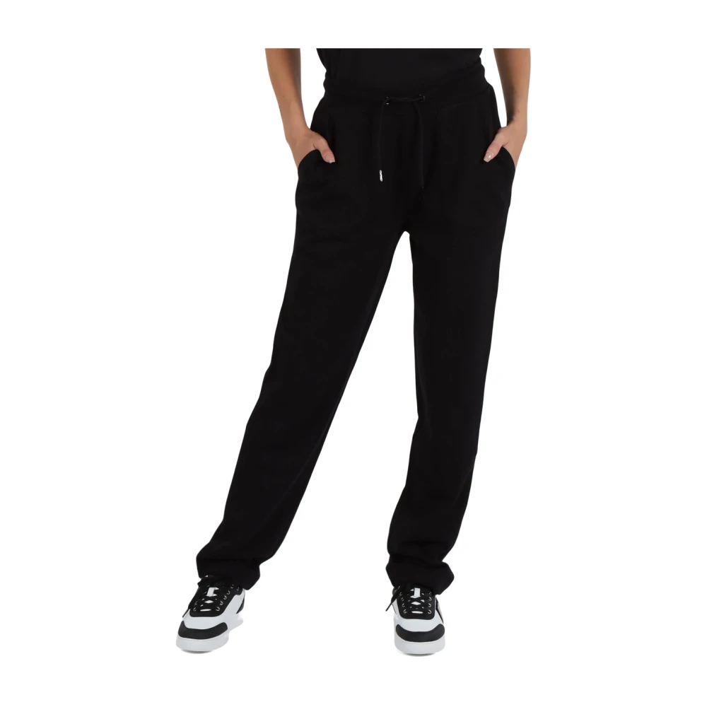 Emporio Armani Katoenen sportieve broek met elastische taille Black Dames