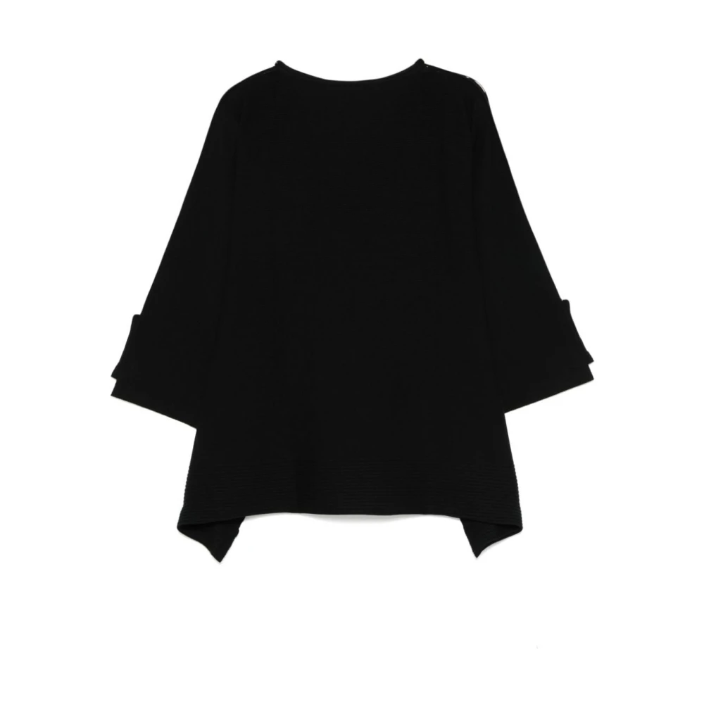 Issey Miyake Geribbelde Vierkante Hals Jurk Black Dames