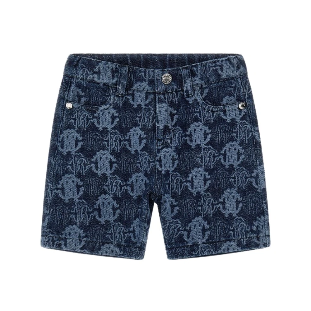 Roberto Cavalli Blue Shorts, Male, 12 M, Logo Trousers Made In Italy