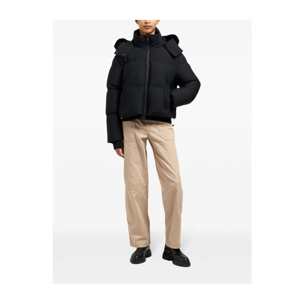 Moose Knuckles Shearling Puffer Jas Black Dames