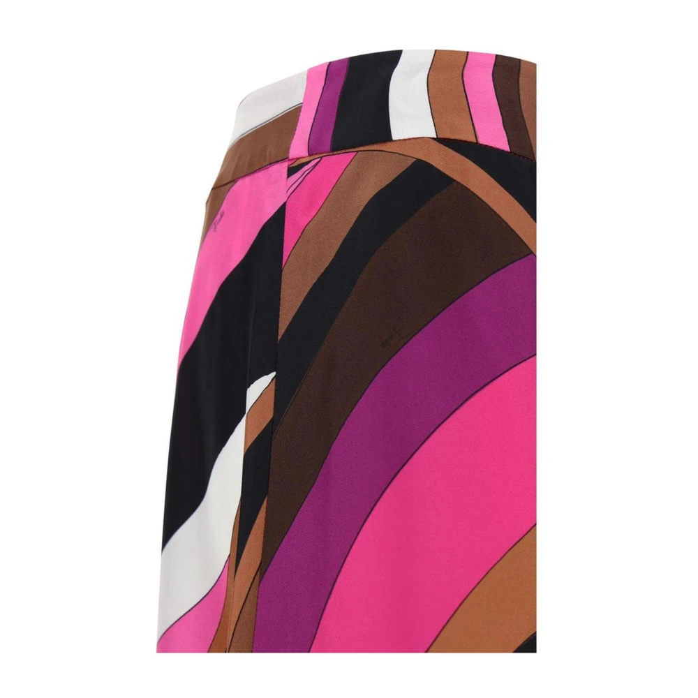 EMILIO PUCCI Zijden Wijde Hoge Taille Broek met Iconisch Iris Patroon Multicolor Dames