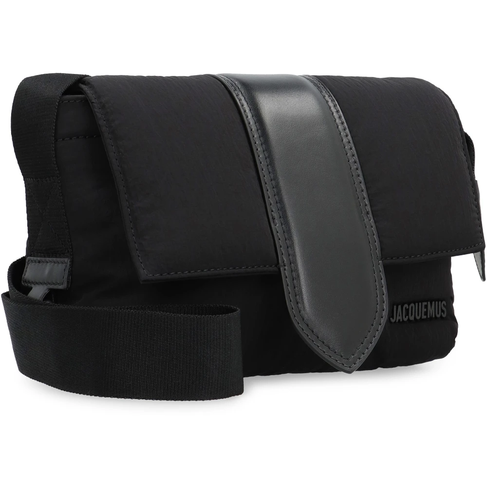 Jacquemus Nylon Messenger Tas met Leren Details Black Heren