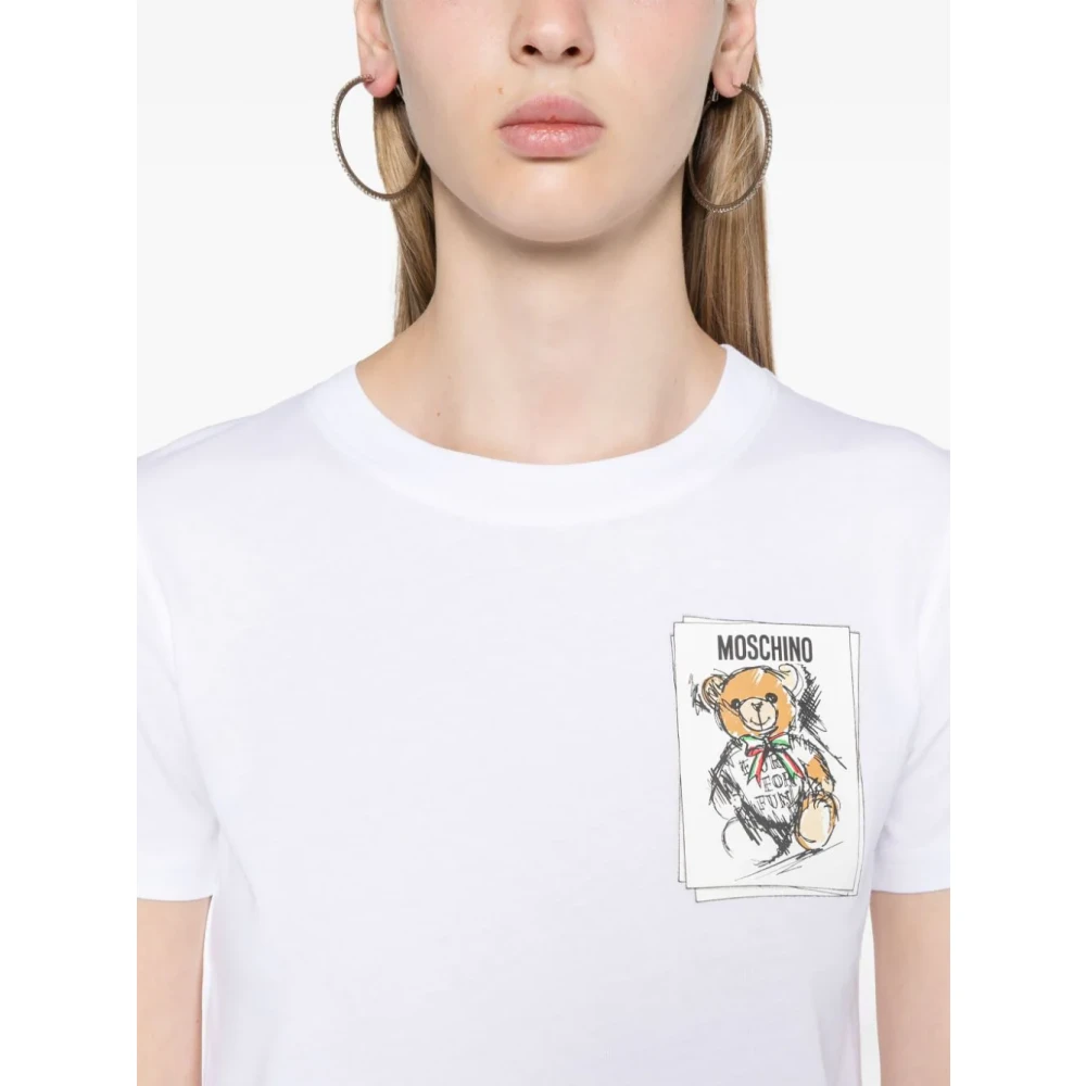 Moschino Witte Crewneck Bedrukte T-shirts en Polos White Dames