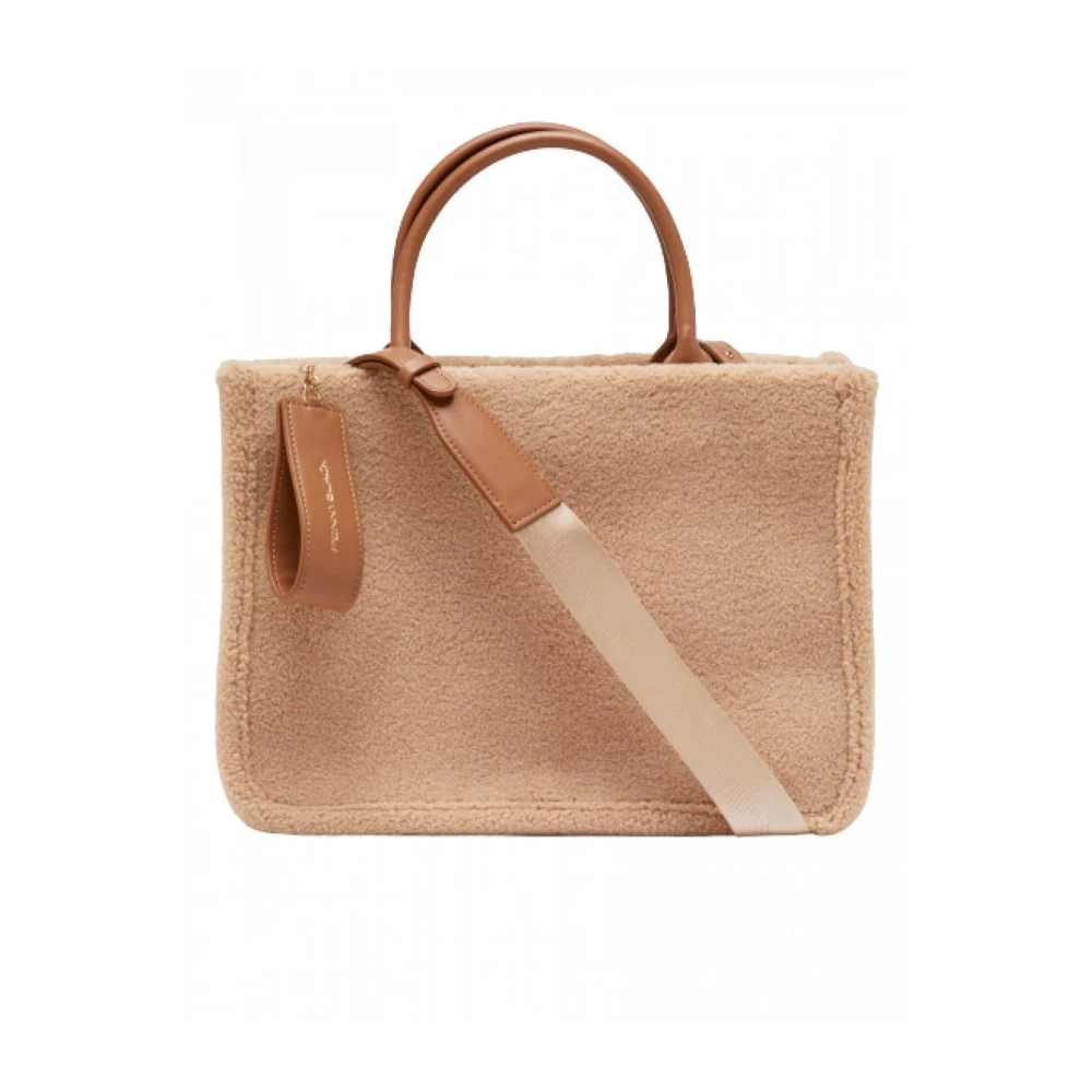 Pennyblack Gestructureerde pluche Shopper met afneembare sleutelhanger Beige Dames