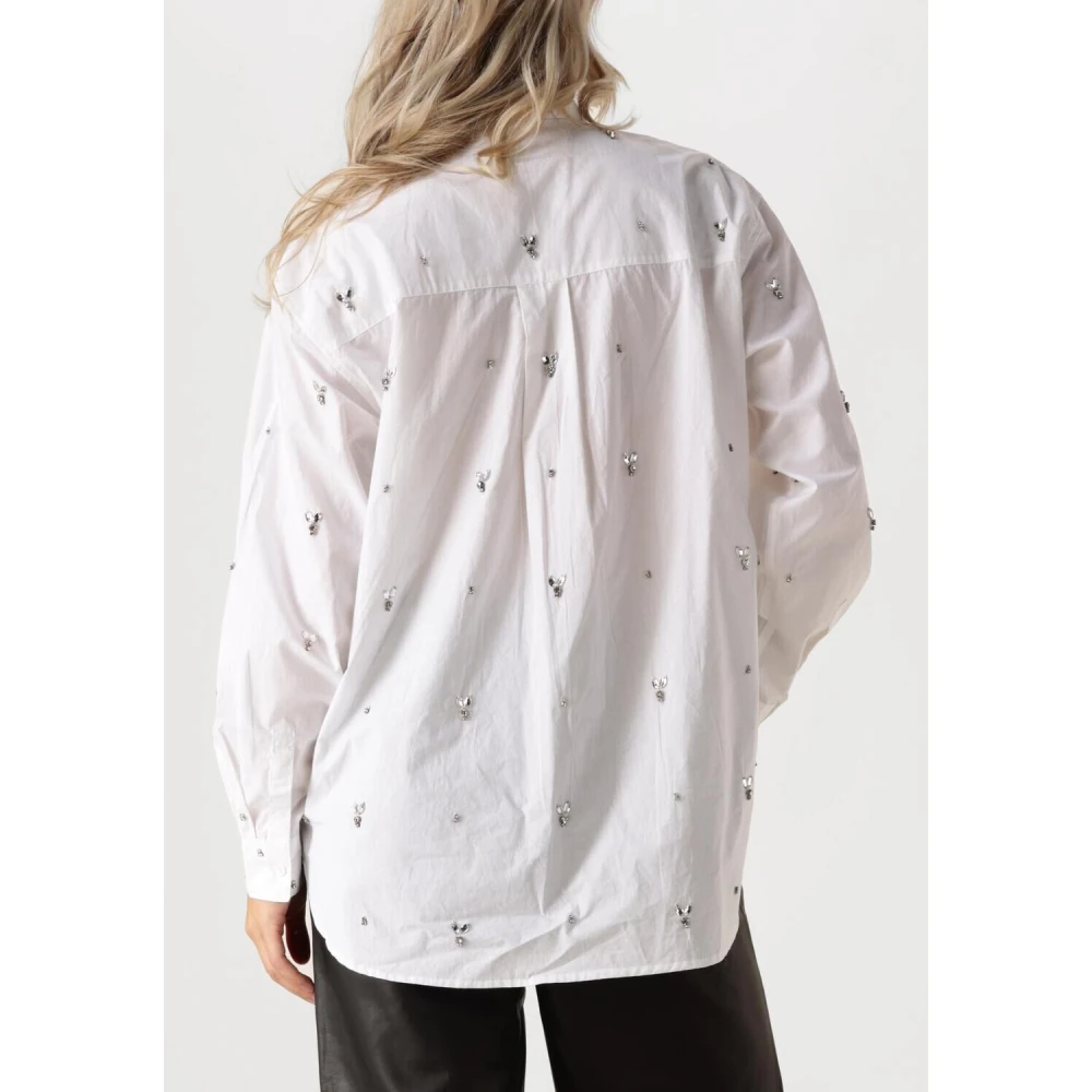 Copenhagen Muse Elegante Cmvatan-Shirt Blouse met Zilveren Steentjes White Dames