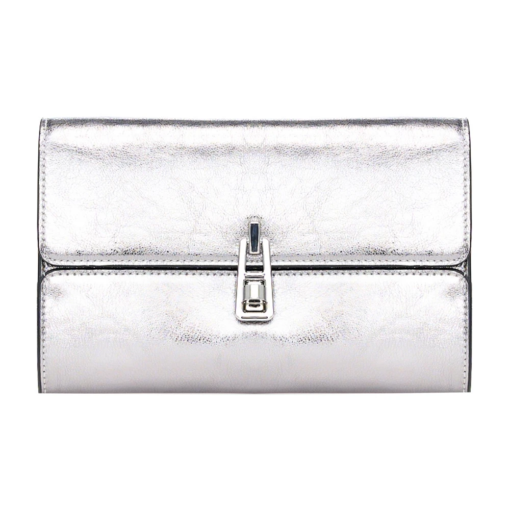 Coccinelle Zilveren Leren Clutch met Afneembare Band Gray Dames