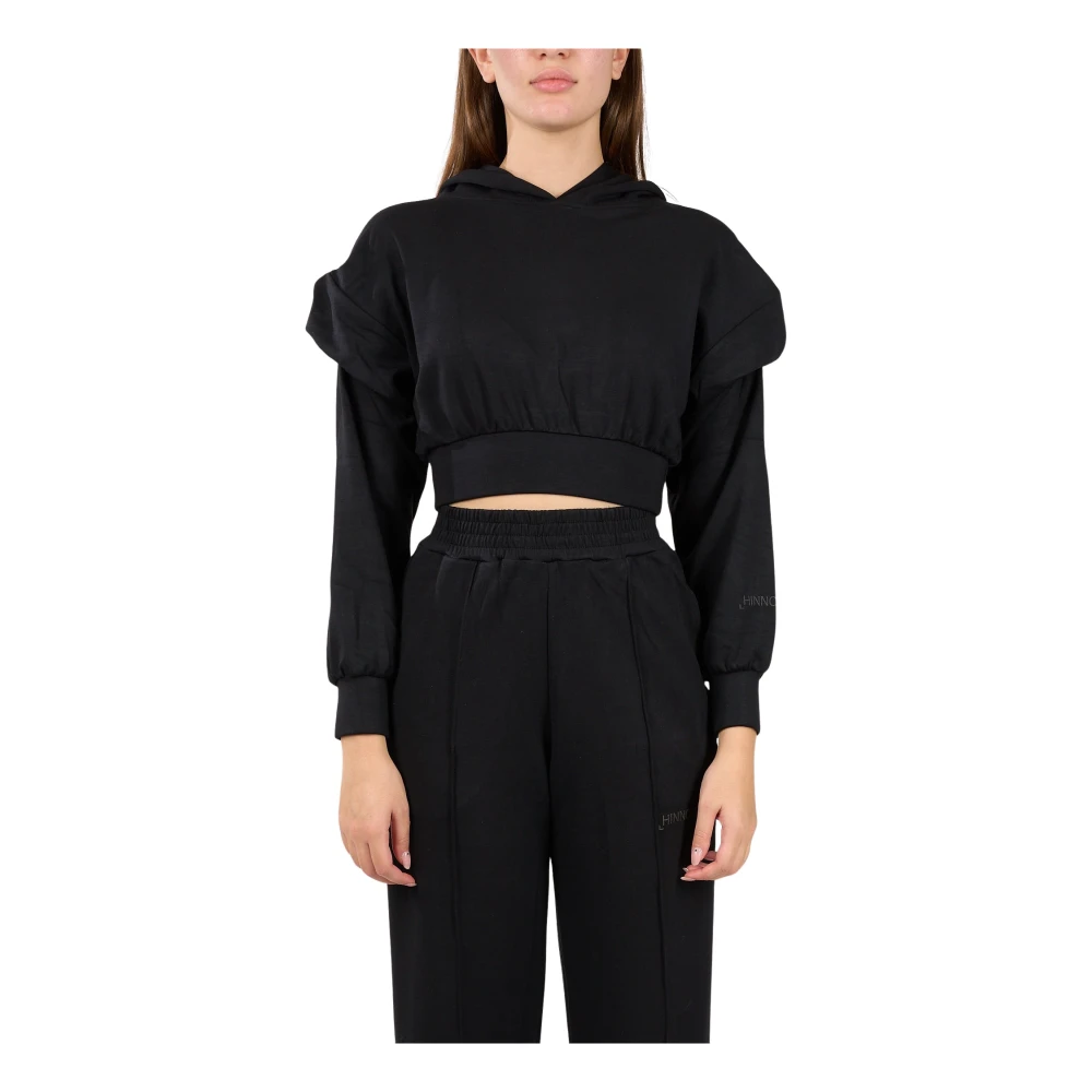 Hinnominate Cropped hoodie met bedrukt logo Black Dames