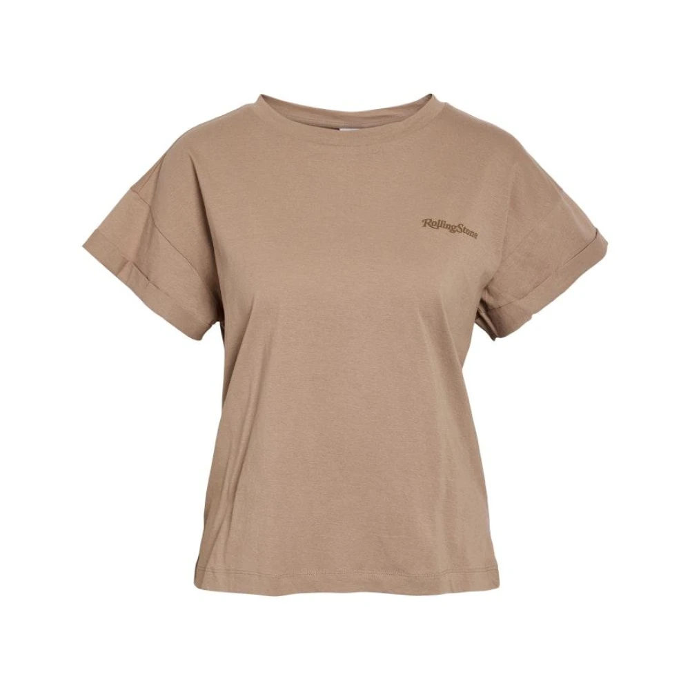 Noisy May Rolling Stones Licentie Tee in Zilver Mink Brown Dames