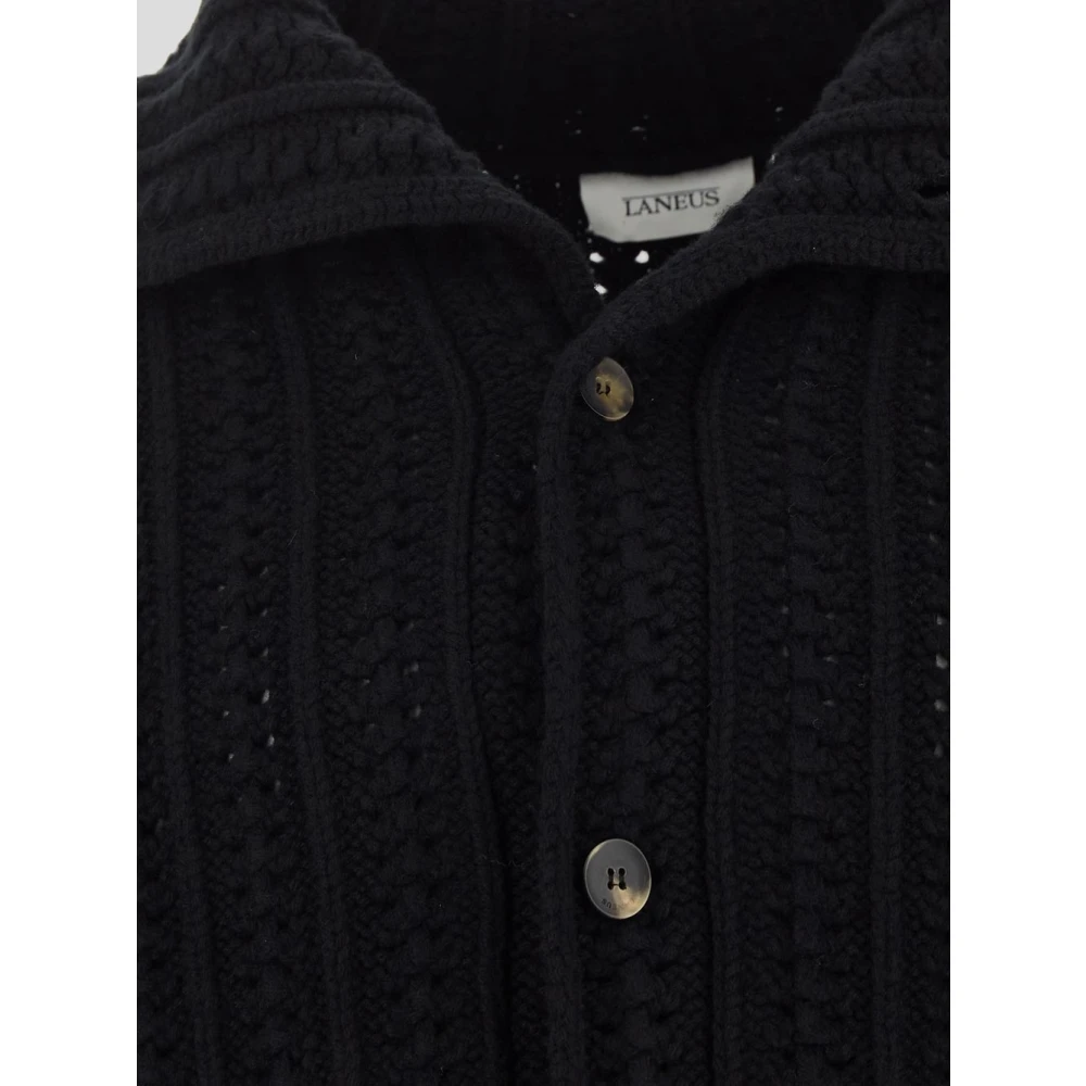 Laneus Wollen Gebreide Vest Black Heren
