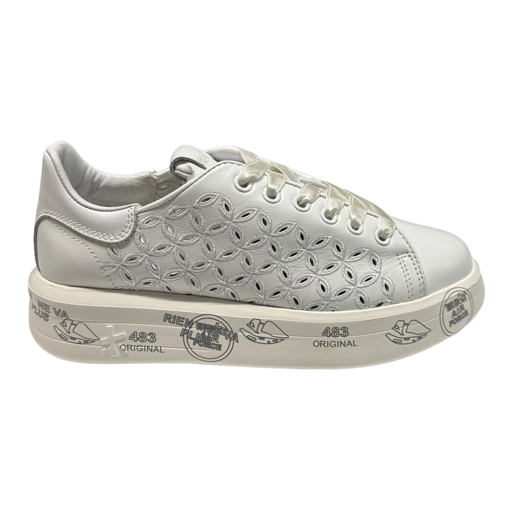 Premiata Gaatjesleer sneaker met satijnen veters White Dames