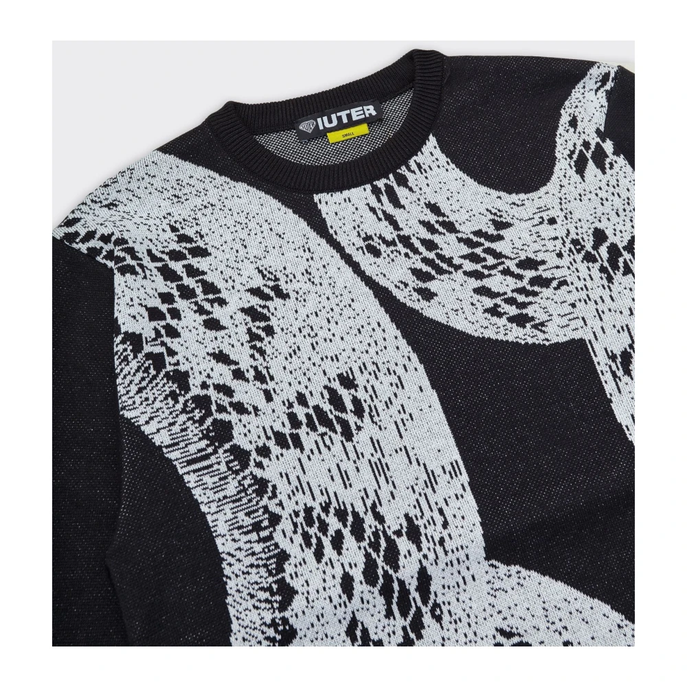 Iuter Zwarte Boa Trui Jacquard Gebreid Black Heren