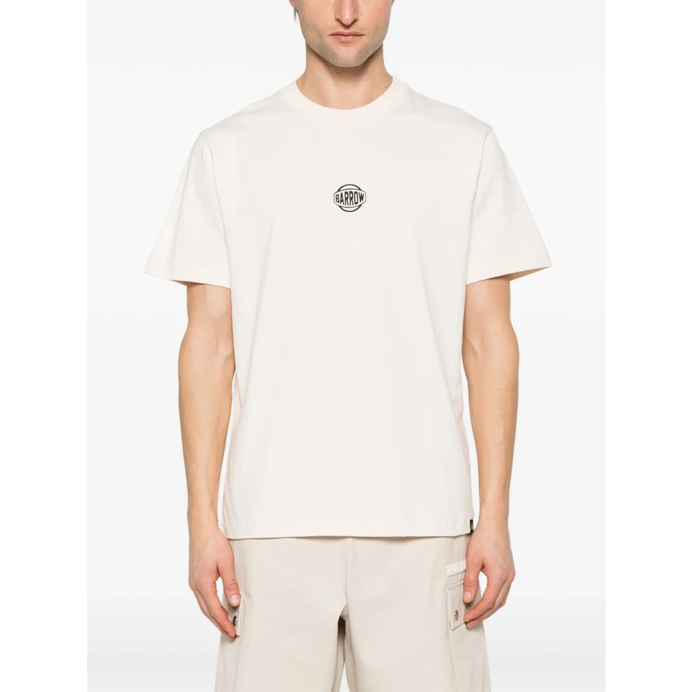 Barrow Roze Crew Neck T-shirt met Logo Pink Heren