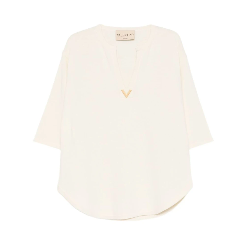 Valentino Garavani Women's White Blusa Con Applicazione