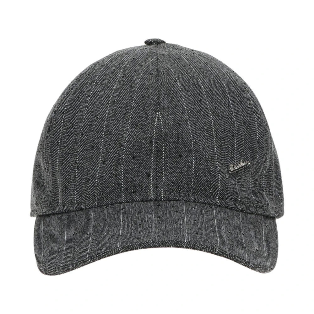 Borsalino Gestreepte Glanzende Baseballpet Black Unisex