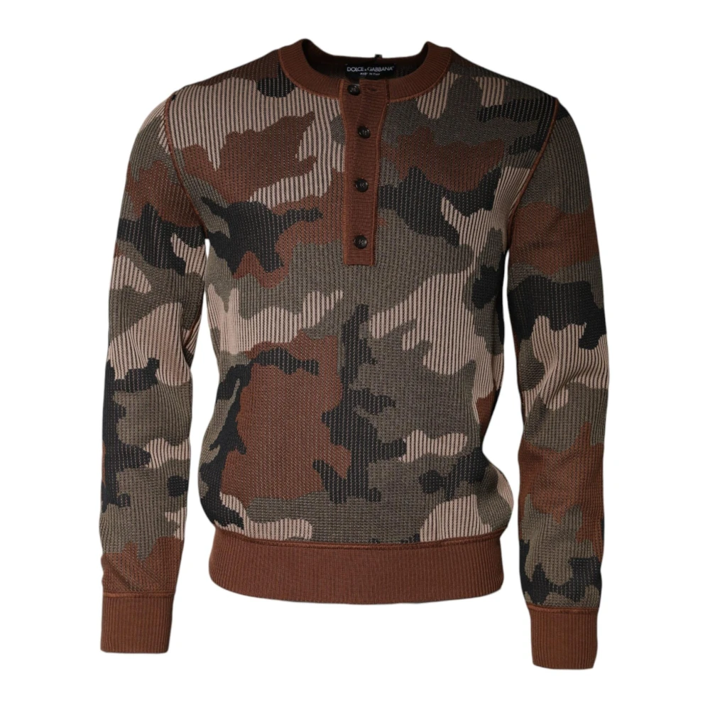 Dolce & Gabbana Camouflage Crew Neck Pullover Sweater Multicolor Heren