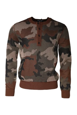Camouflage Crew Neck Pullover Sweater