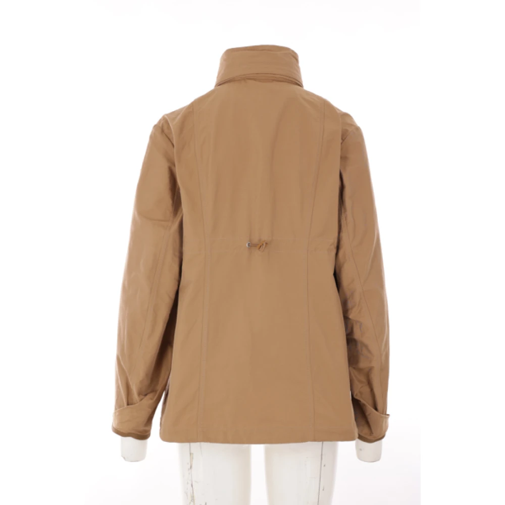 Moncler Beige Katoenen Jas met Logopatch Beige Dames