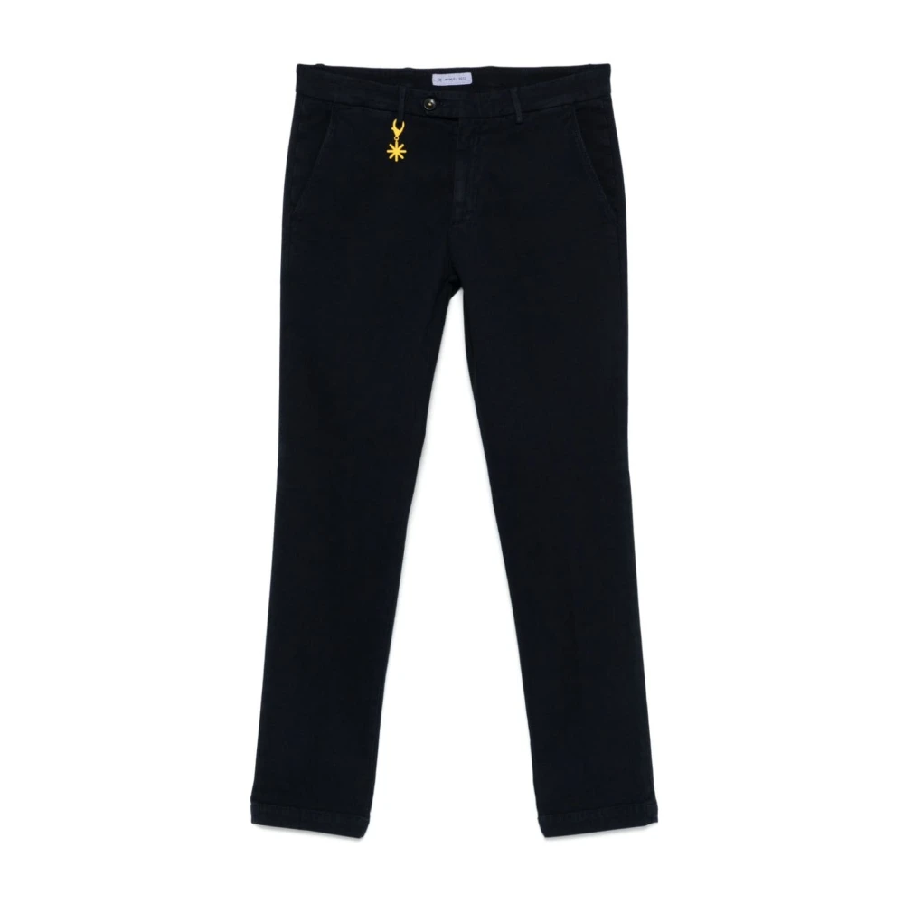 Manuel Ritz Zwarte Slim Fit Gestreepte Broek Black Heren