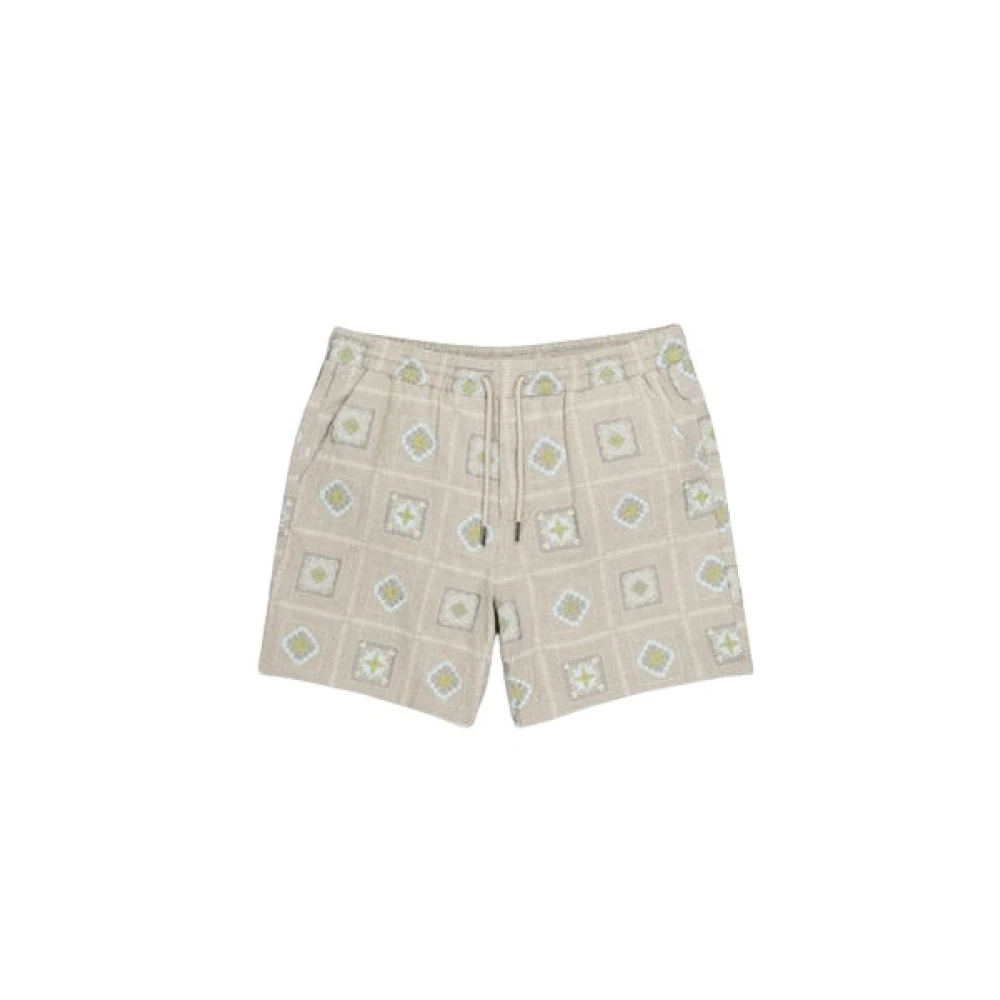 Nn07 Trekkoord Linnen Shorts Beige Heren