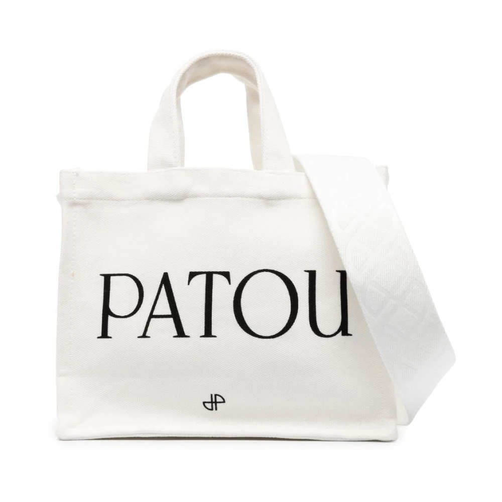 Patou Logo-Print Canvas Tote White Dames
