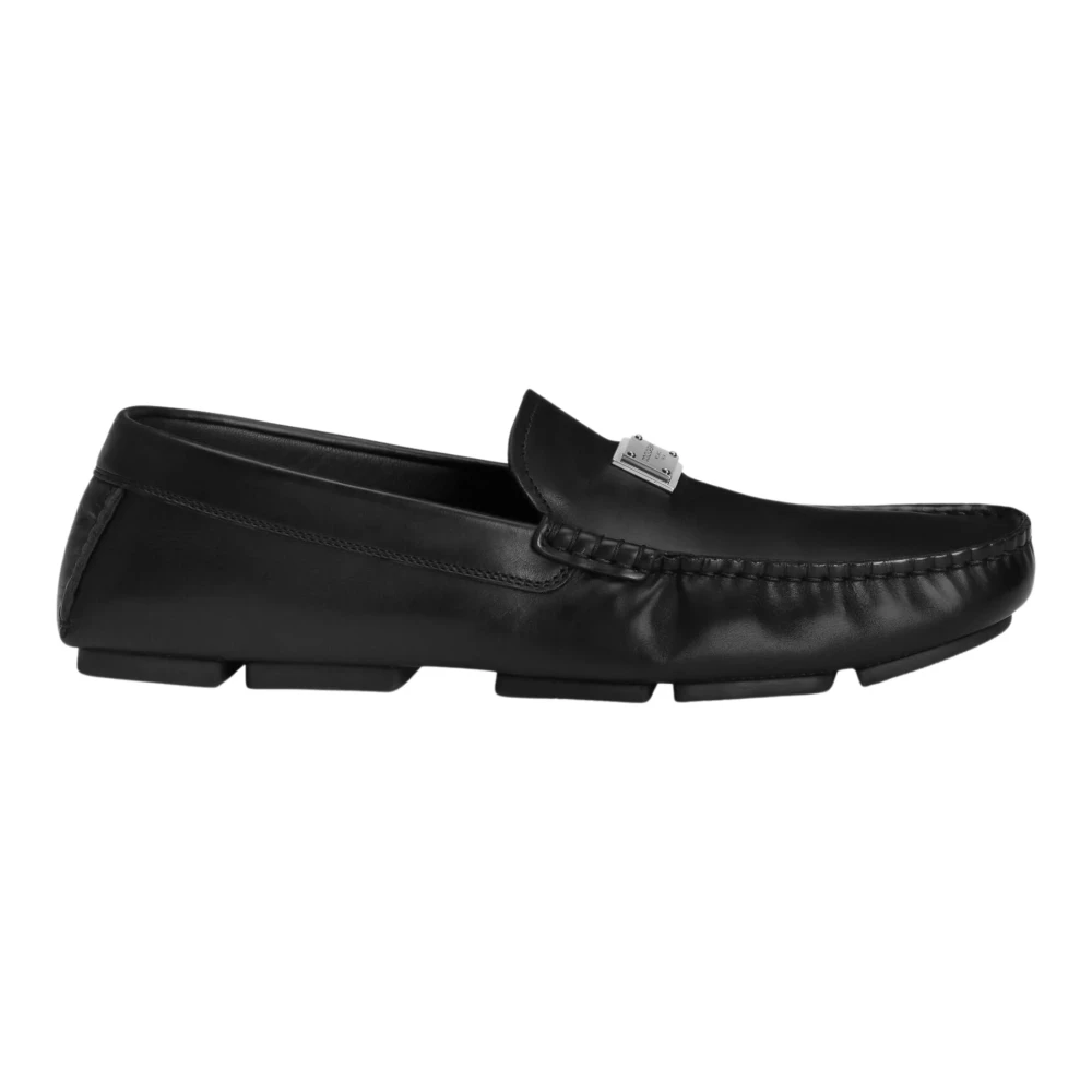 Dolce & Gabbana Men's Black Loafers, 7 Uk, Driver Calfskin Loafers
