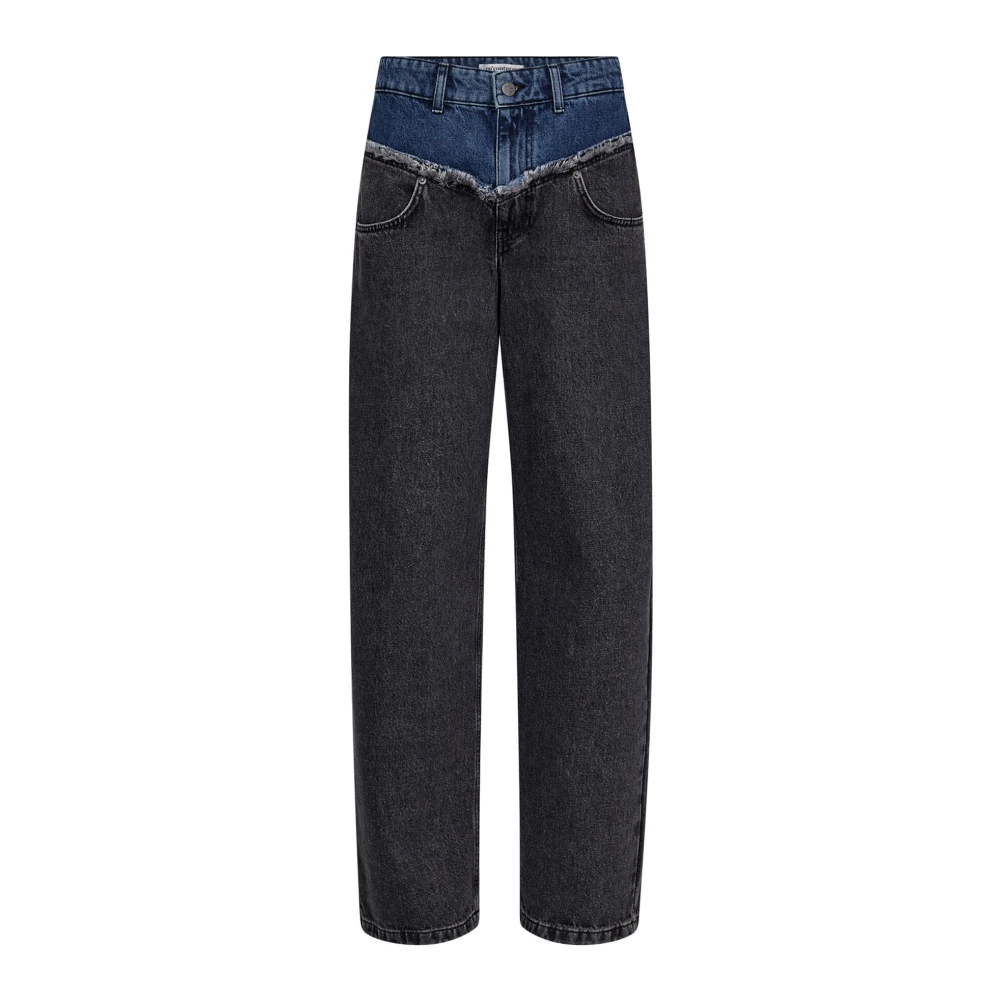 Co'Couture Zwarte Blok Lange Jeans Broek Black Dames