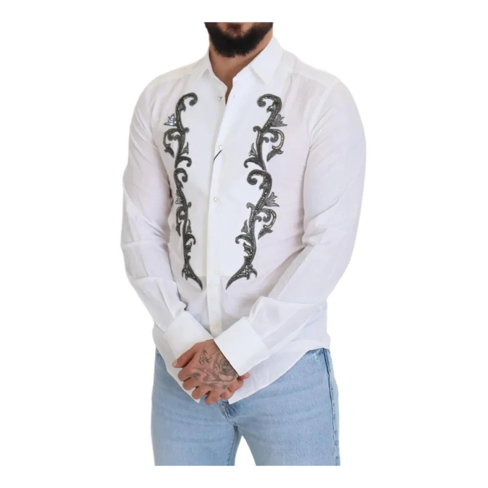 Dolce & Gabbana Witte Katoenen Overhemd White Heren