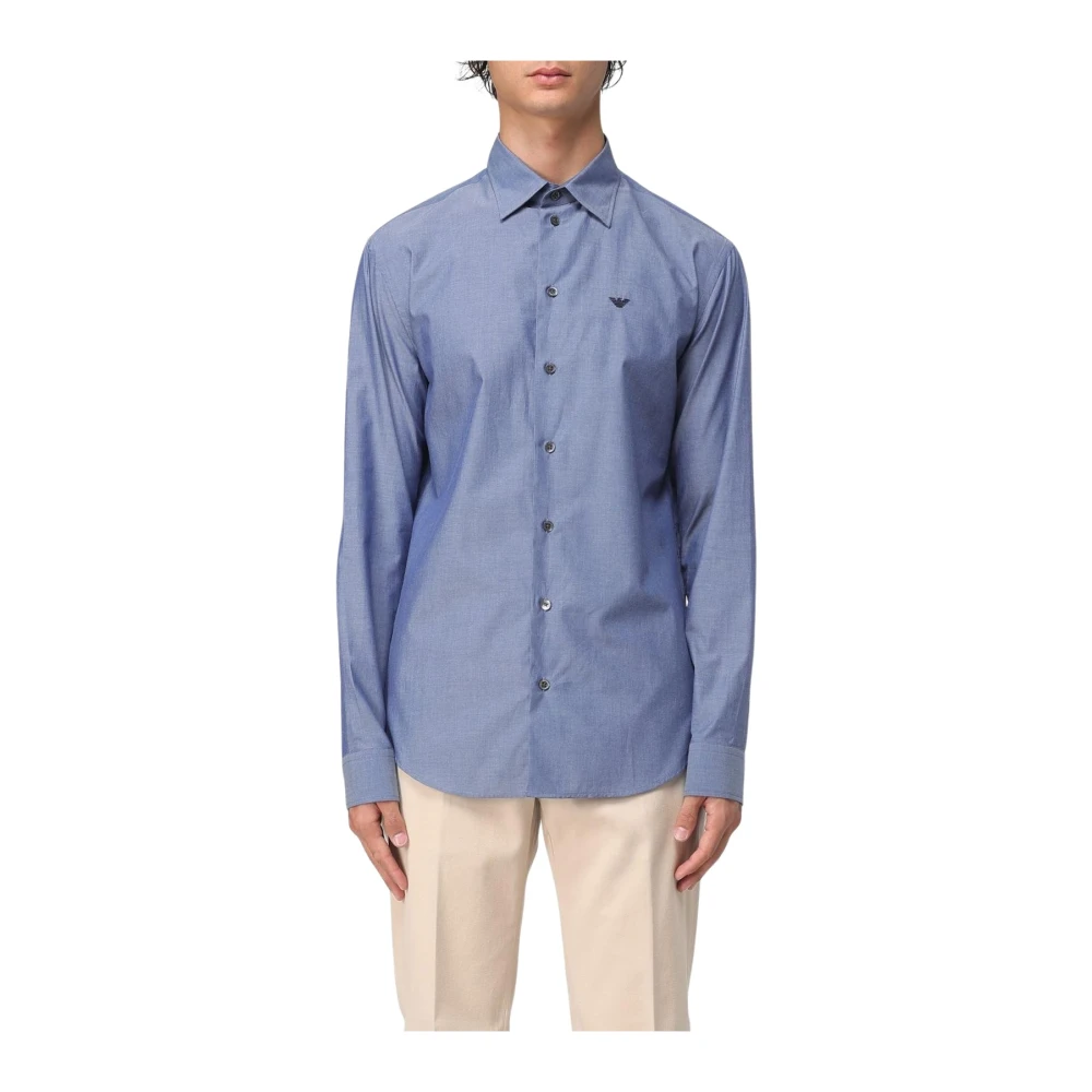 Emporio Armani Men's Blue Classic Long Sleeve Shirt