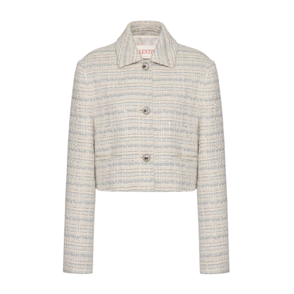 Valentino Tweed Jassen Wit Versierde Knopen White Dames