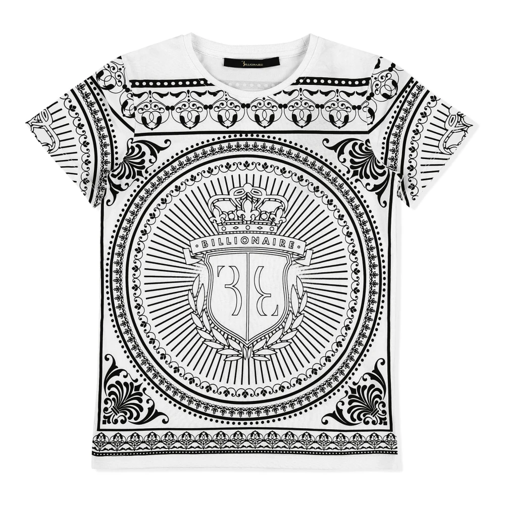 Billionaire Mannelijk Wit Crest T-Shirt Met Ronde Hals