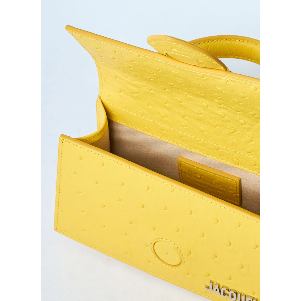 Jacquemus Ostrich-Embossed Lange Schoudertas Yellow Dames