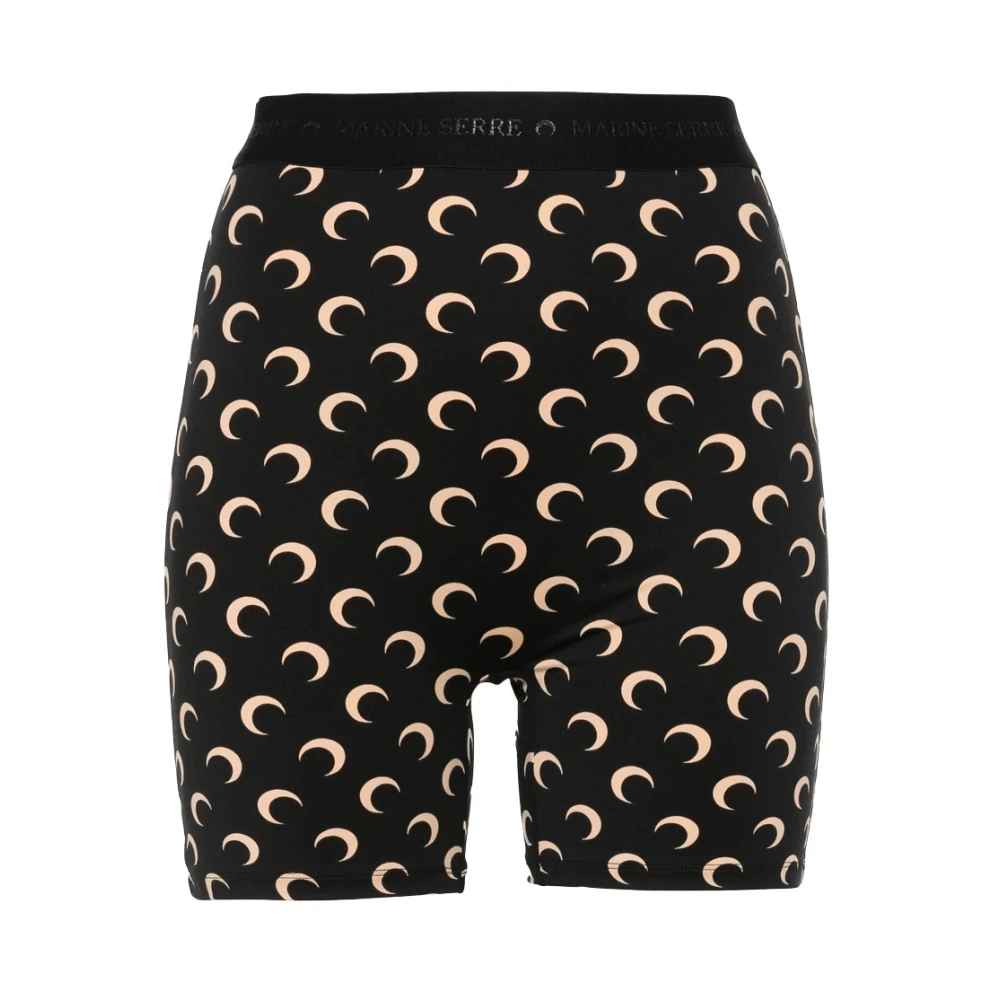 Marine Serre Women's Black Moon Printed Jersey Biker Shorts - Short Shorts - L - Shorts