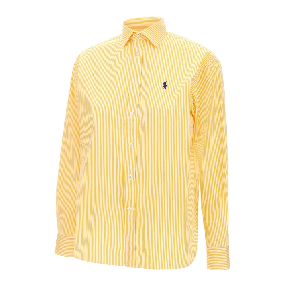 Polo Ralph Lauren Gestreept Katoenen Shirt Classics Geel Yellow Dames