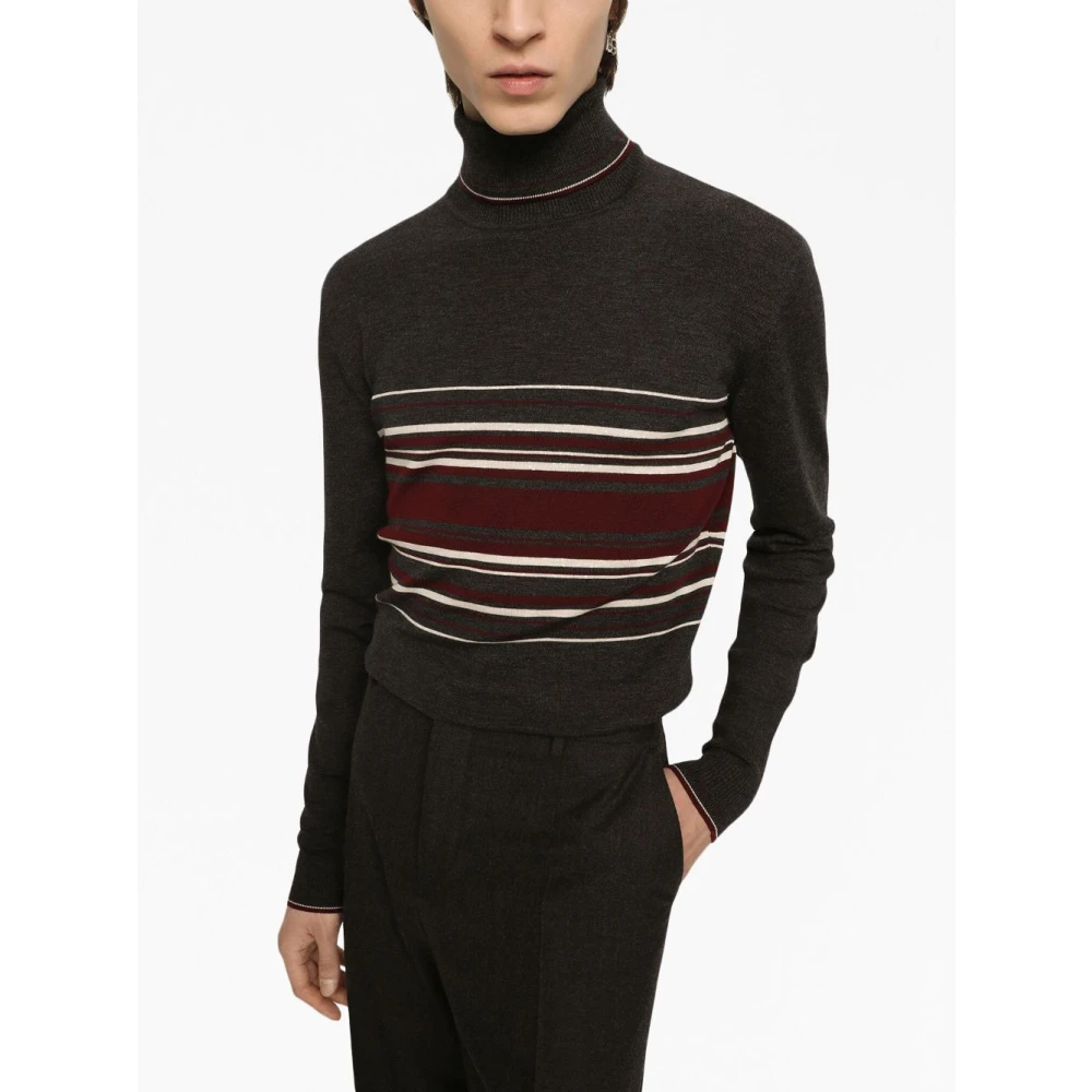Dolce & Gabbana Grijze Coltrui met Gestreept Detail Gray Heren
