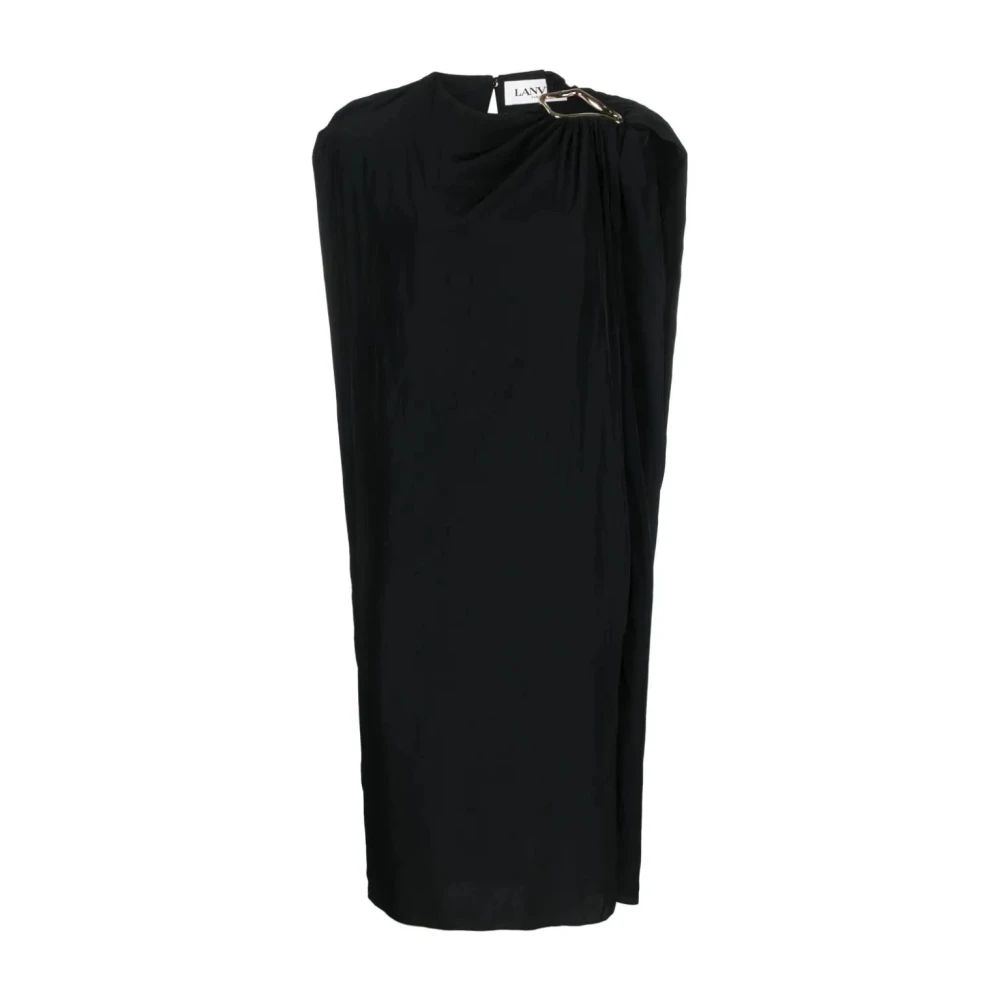 Lanvin Black Midi Dresses, Female, Xs, Sleeveless Draped Knee Dress