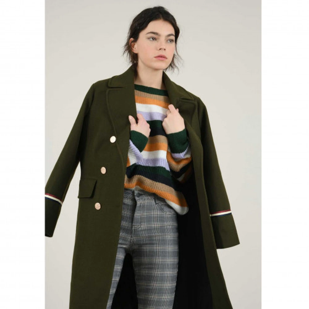 Molly Bracken Khaki Jas met Gouden Knopen Green Dames