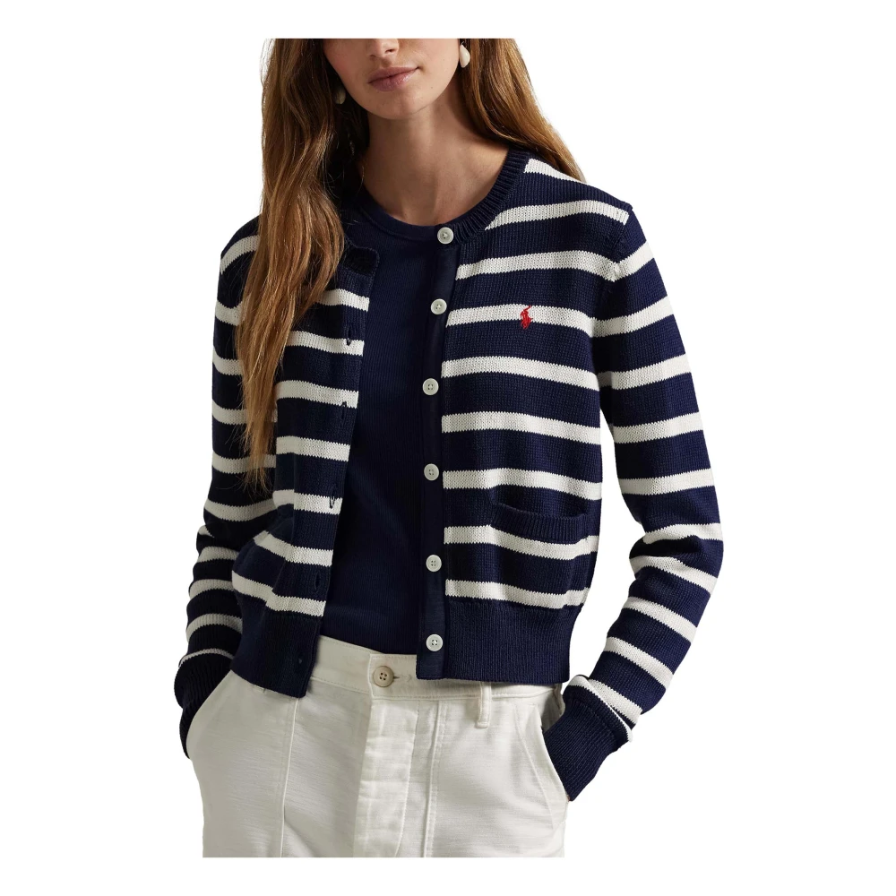 Polo Ralph Lauren Blauw Gestreepte Crewneck Vest Blue Dames