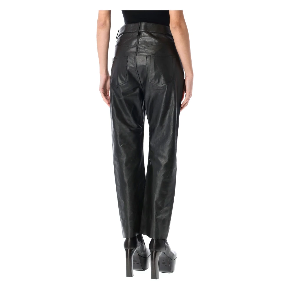 Rick Owens Zwarte Leren Detroit Cut Broek Black Dames