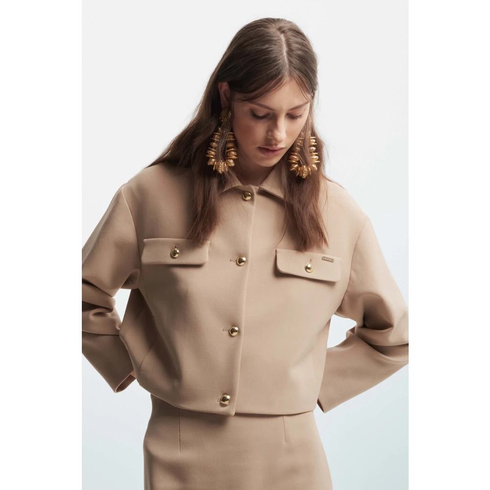Kocca Korte Jas met Metalen Knopen Beige Dames