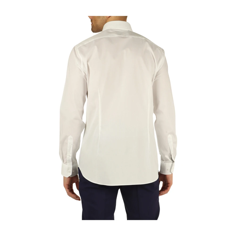 Michael Kors Slim Fit Katoenen Overhemd met Logo Borduursel White Heren