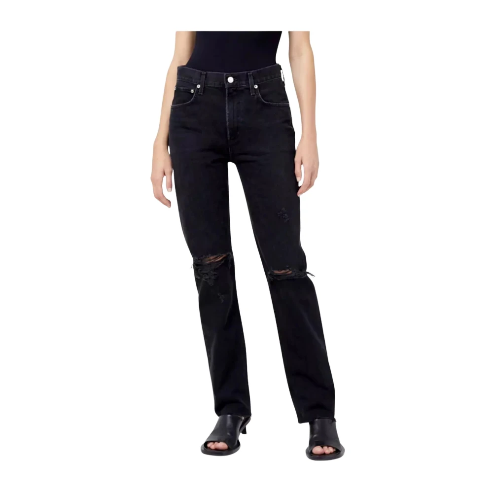 Agolde Svarta High Waist Cherie Jeans Black, Dam