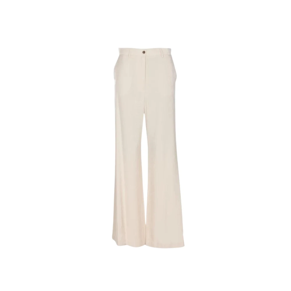 Liu Jo Vrouw Beige Witte Glitter Broek Met Wijde Pijpen