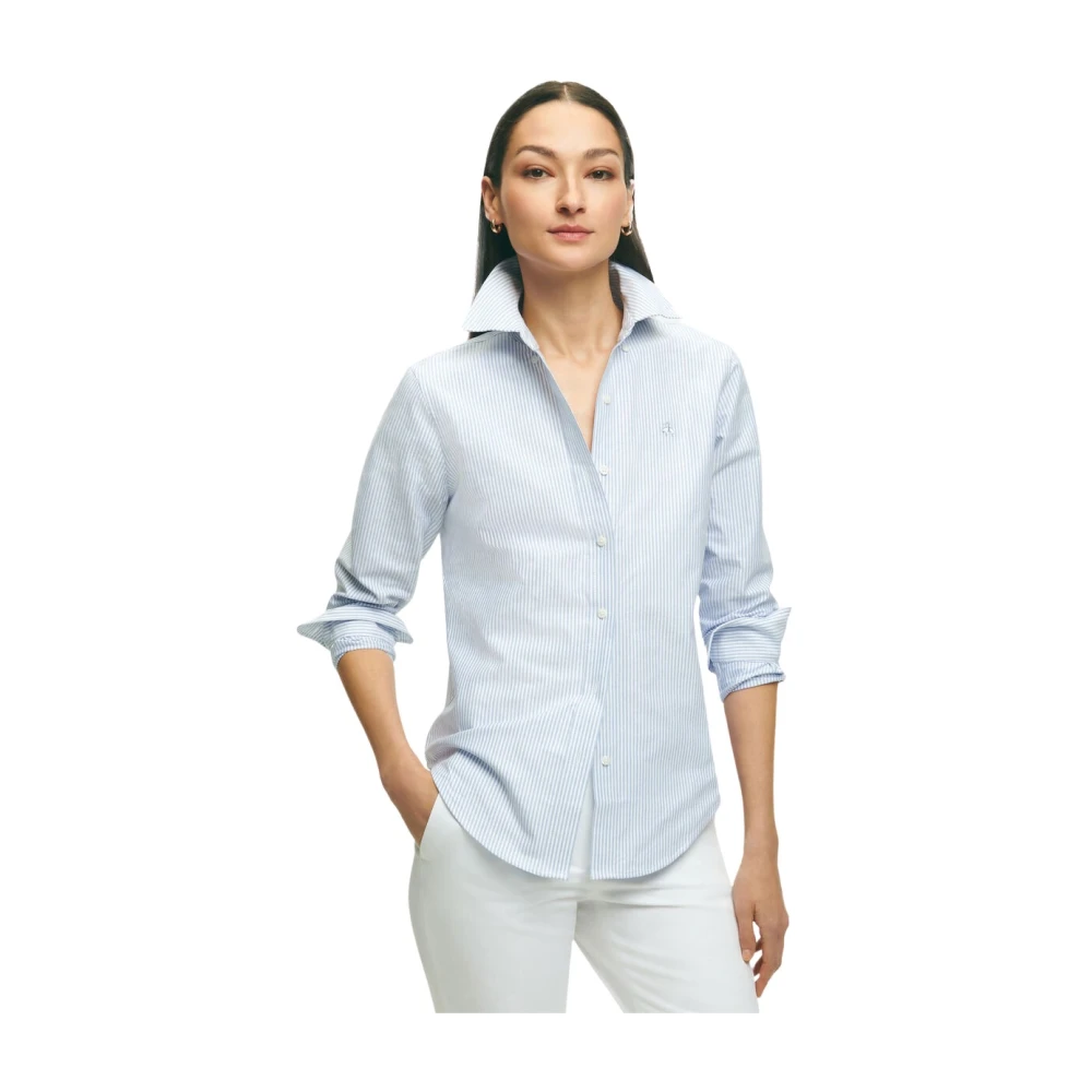 Brooks Brothers Gestreept Oxford overhemd met knoopsluiting klassieke pasvorm Blue Dames